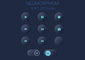 3D Neumorphic Soft UI Design. 3D Bottons.