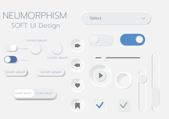 3D Neumorphic Soft UI Design. 3D Bottons.