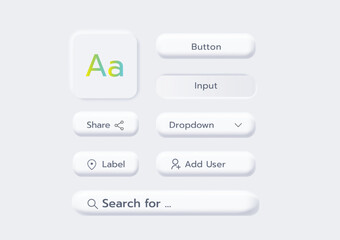 3D Neumorphic Soft UI Design. 3D Bottons.