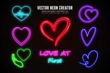 editable vector fonts neon layer style Classic glow with brick wall background