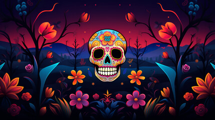 Dia De Los Muertos or the Day of the Dead holiday background