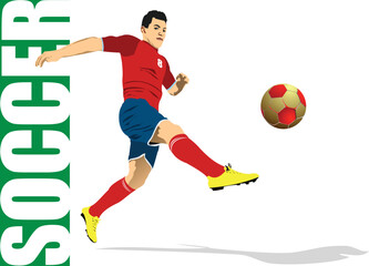  Football (soccer) players. Colored Vector 3d