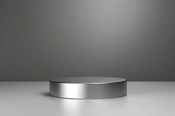 Silver product background stand or podium pedestal on metal steel display with luxury backdrops