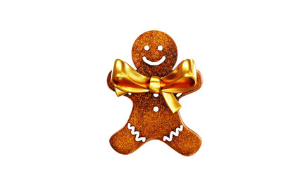 gingerbread man pastries with gold ribbon 3D rendering
