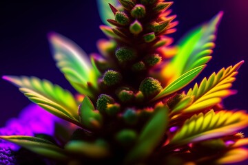 Nft collectoin scale cinematic full body marijuana goddess character concept perfect focus closeup macro photography of a beautiful marijuana bud crystals trichomes, densely packed buds of weed neon b - obrazy, fototapety, plakaty