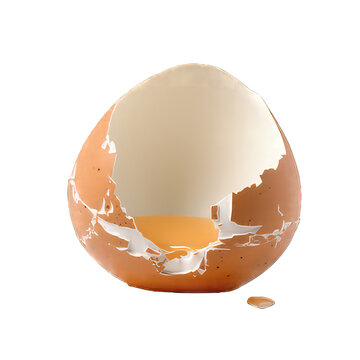 Broken eggshell isolated on white png transparent background