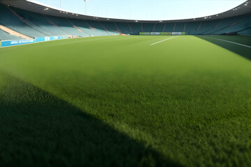 Fototapeta premium Lawn in the soccer stadium. created with generative AI technology.