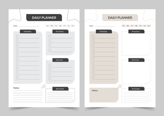 Minimalist Daily Planner, Modern Planner Template Set, Vector Planner