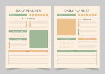 Daily Planner, Modern Planner Template Set, Vector Planner