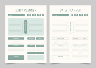 Minimalist Daily Planner, Modern Planner Template Set, Vector Planner