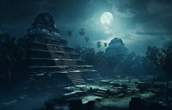 Lost Ancient Mayan City with Pyramids 