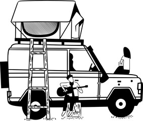 camping illustration vector sketch design