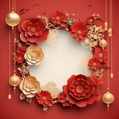 oriental flower ornament frame