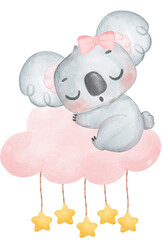 baby koala sleeping on cloud