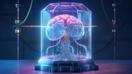 Brain digital reality, technology background