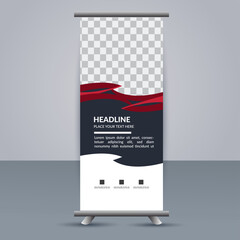 Abstract red  Corporate roll up display standee template design
