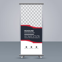 Abstract red  Corporate roll up display standee template design
