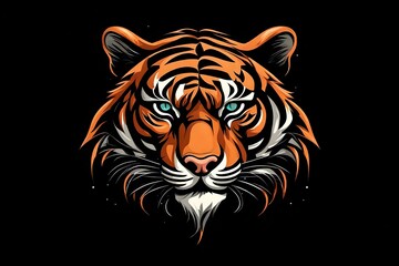 A Regal Tiger Head Logo on a Bold Black Canvas.