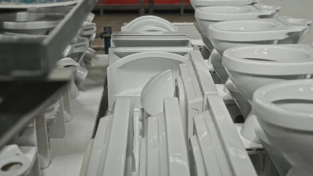 Plant for the production of ceramic sanitary ware. The line is not an enterprise where enamel is baked on sinks and toilets.