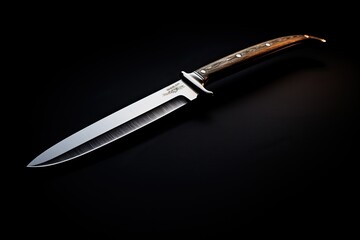 hunting knife on a black background, close-up of photo, knife on a black background HD 8K wallpaper Stock Photographic Image, AI Generated