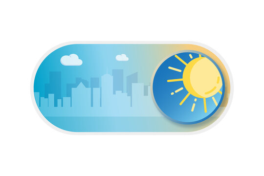 CItyscape daytime ON Toggle switch button icon on white background
