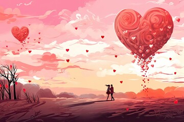 Valentine's day background with couple in love, vector illustration, Love background illustration , AI Generated