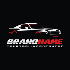 Muscle car logo template, with black background