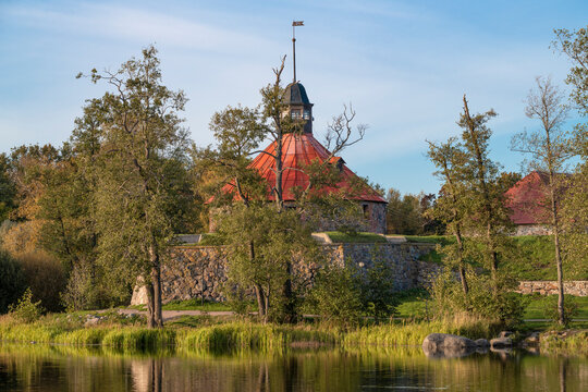 Sunny October evening at the ancient Korela fortress. Priozersk. Leningrad region, Russia