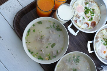 Minced pork porridge Breakfast for tourists