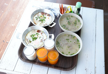 Minced pork porridge Breakfast for tourists