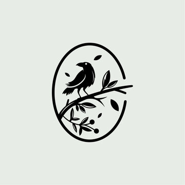 recommend clip art: simple black raven crow logo design Vector Illustration download