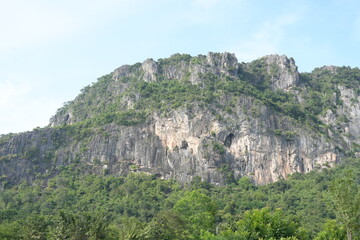 Fototapeta na wymiar Limestone mountains in Thailand There are many bats living there.