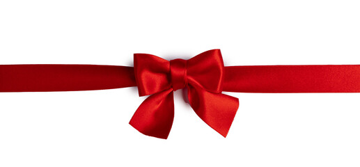 Shiny red satin ribbon bow