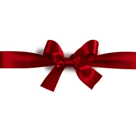 Shiny red satin ribbon bow
