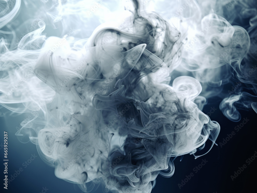 Poster Abstract smoke moves on a black background. Design element. Abstract texture. Generative AI