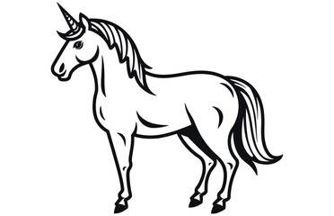 Obraz na płótnie Canvas Unicorn - Outline Icon - Pixel Perfect, Vector cute unicorn icon isolated, cartoon, illustration. 