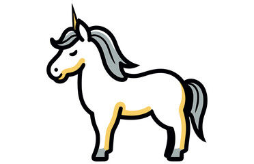 Unicorn - Outline Icon - Pixel Perfect, Vector cute unicorn icon isolated, cartoon, illustration.
