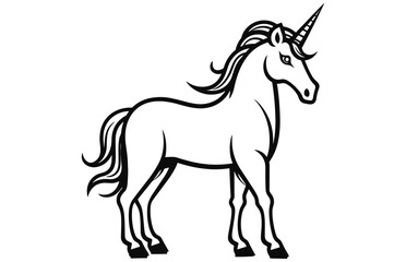 Fototapeta na wymiar Unicorn - Outline Icon - Pixel Perfect, Vector cute unicorn icon isolated, cartoon, illustration. 