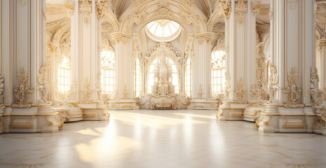 The large room is decorated in a palace style - obrazy, fototapety, plakaty