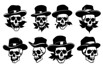 skull cowboy hat and mustache