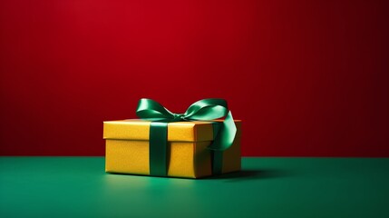 Elegantly Wrapped Gift Box with Shiny Bow for Festive Occasions and Special Celebrations