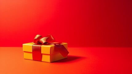Elegantly Wrapped Gift Box with Shiny Bow for Festive Occasions and Special Celebrations