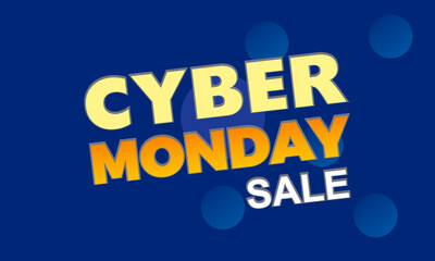 Cyber Monday Sale Online Shopping Concept with Digital Devices, Shopping Bag, and Discounts banner. Vector template for background, banner, card, poster design.