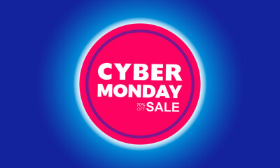 Cyber Monday Sale Online Shopping Concept with Digital Devices, Shopping Bag, and Discounts banner. Vector template for background, banner, card, poster design.