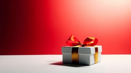 Elegantly Wrapped Gift Box with Shiny Bow for Festive Occasions and Special Celebrations