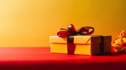 Elegantly Wrapped Gift Box with Shiny Bow for Festive Occasions and Special Celebrations