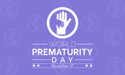 World Prematurity Day Vector Illustration with Tiny Newborn and Caring Hands. Vector template for background, banner, card, poster design.