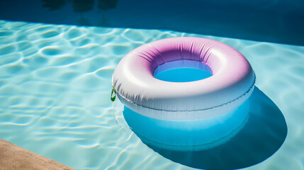 Fototapeta na wymiar Pool float, ring floating in a swimming pool.