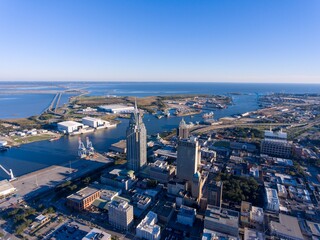 Aerial view of downtown Mobile, Alabama