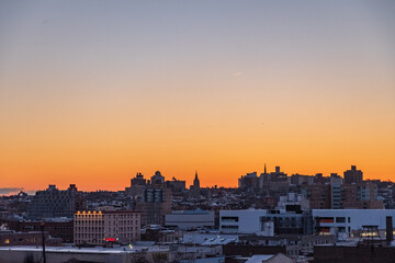 Sunrise over the skyline of Red hook New York